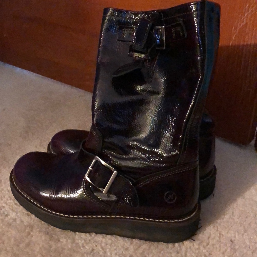shiny pleather boots